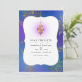 Goud Folie Arabische Bollywood Huwelijksfoto Save The Date (Staand voorkant)