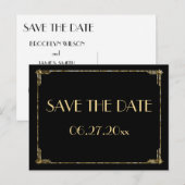 Goud Folie Art Deco Save The Date Kaarten (Voorkant / Achterkant)