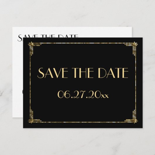 Goud Folie Art Deco Save The Date Kaarten (Voorkant / Achterkant)
