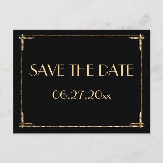 Goud Folie Art Deco Save The Date Kaarten (Voorkant)
