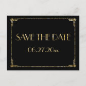 Goud Folie Art Deco Save The Date Kaarten Zwart (Voorkant)