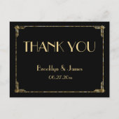 Goud Folie Art Deco Trouw Dank Je Kaarten (Voorkant)