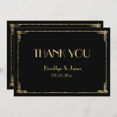 Goud Folie Art Deco Trouw Dank Je Kaarten Zwart (Voorkant / Achterkant)