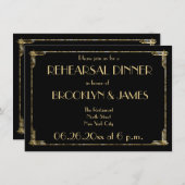 Goud Folie Art Deco Trouw Rehearsal Uitnodigingen  (Voorkant / Achterkant)