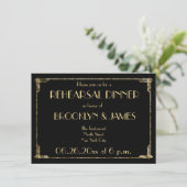 Goud Folie Art Deco Trouw Rehearsal Uitnodigingen  (Staand voorkant)