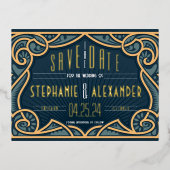 Goud Folie Art Nouveau Save the Date Kaart (Voorkant)