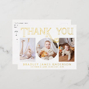 Goud Folie Baby Foto Bedankt Geboorteaankondiging Uitnodiging Briefkaart