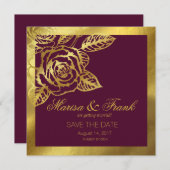 Goud Folie Bourgondië Oude Botanische Save-the-Dat Save The Date (Voorkant / Achterkant)