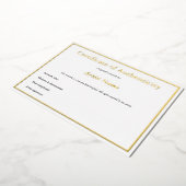 Goud Folie Certificaat van Echtheid voor Kunst Uitnodiging (Gedraaid)