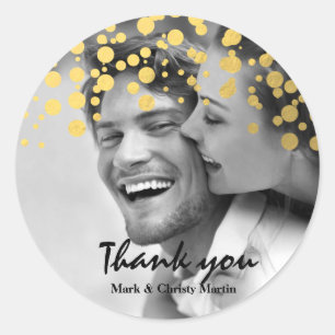 Goud Folie Confetti Aangepaste Foto Favor Sticker