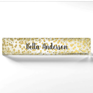 Goud Folie Confetti Modern Chique Glitter Glam Tre Naambordje
