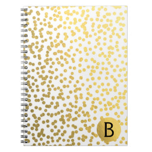 Goud Folie Confetti Stippen Glam Moderne Monogram Notitieboek