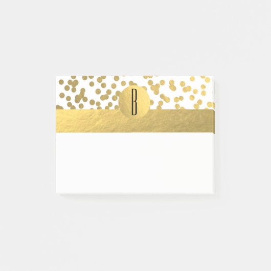 Goud Folie Confetti Stippen Glam Moderne Monogram Post-it® Notes (Voorkant)
