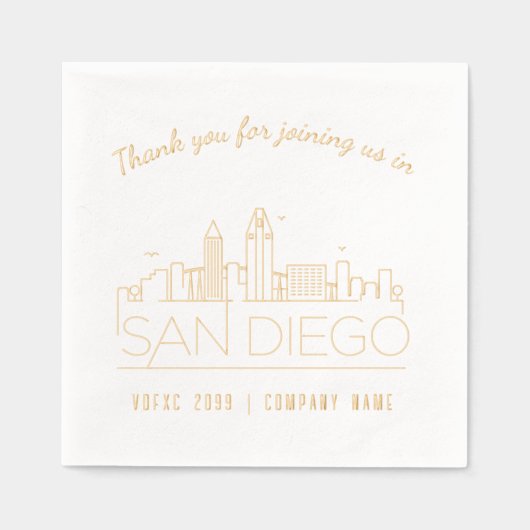 Goud Folie Custom San Diego Show & Event Servetten (Voorkant)