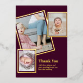 Goud Folie DANK JE WEL Foto Collage Modern QR CODE Folie Uitnodiging (Voorkant)