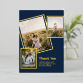 Goud Folie DANK JE WEL Foto Collage Modern QR CODE Uitnodiging (Staand Voorkant)