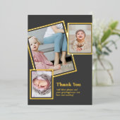 Goud Folie DANK JE WEL Foto Collage Modern QR CODE Uitnodiging (Staand Voorkant)