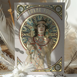 Goud Folie Dank U Kaart Art Nouveau Mucha