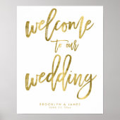 Goud Folie Effect Welkom Bij Onze Trouwdag Bord Poster (Voorkant)