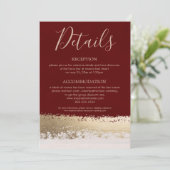 Goud Folie en Burgundy Trouwdetails Kaart (Staand voorkant)