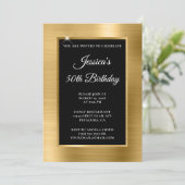 Goud Folie en Zwarte Overlay 50e Verjaardag Kaart (Staand voorkant)