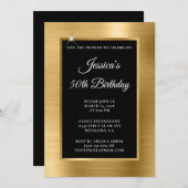 Goud Folie en Zwarte Overlay 50e Verjaardag Kaart (Voorkant / Achterkant)