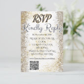 Goud Folie Foto Bruiloft RSVP QR Code Kaart (Staand voorkant)