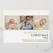 Goud Folie Foto Kerst Geboorteaankondiging Feestdagenkaart (Voorkant)
