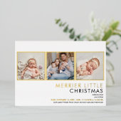 Goud Folie Foto Kerst Geboorteaankondiging Feestdagenkaart (Staand Voorkant)