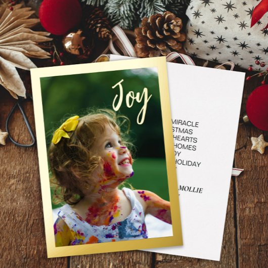 Goud Folie Foto Kerst Vakantie Vreugde Folie Feestdagenkaart