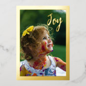 Goud Folie Foto Kerst Vakantie Vreugde Folie Feestdagenkaart (Voorkant)