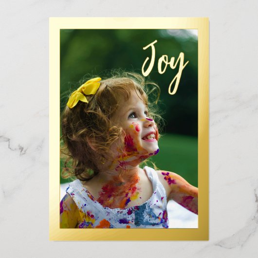 Goud Folie Foto Kerst Vakantie Vreugde Folie Feestdagenkaart (Voorkant)