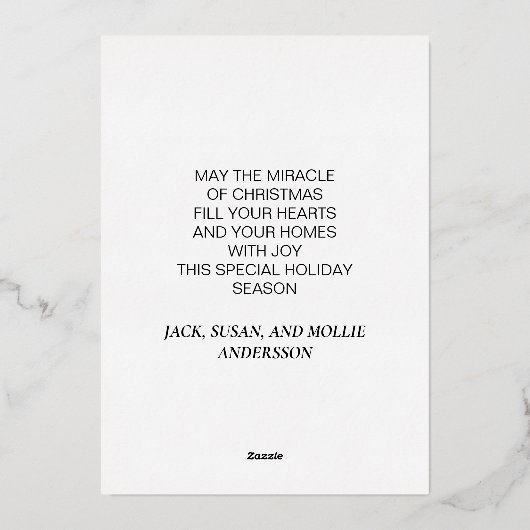 Goud Folie Foto Kerst Vakantie Vreugde Folie Feestdagenkaart (Achterkant)