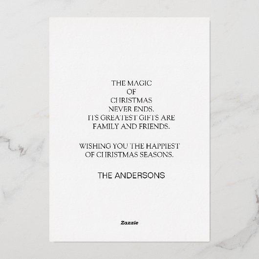 Goud Folie Foto Kerstvakantie Grootste Cadeaus Folie Feestdagenkaart (Achterkant)