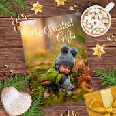 Goud Folie Foto Kerstvakantie Grootste Cadeaus Folie Feestdagenkaart