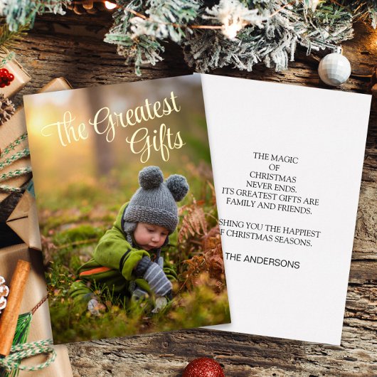 Goud Folie Foto Kerstvakantie Grootste Cadeaus Folie Feestdagenkaart