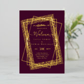 GOUD FOLIE Frame Tekst Nikah Walima Islamitisch Hu Uitnodiging (Staand Voorkant)