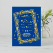 GOUD FOLIE Frame Tekst Nikah Walima Islamitische B Folie Uitnodiging (Staand Voorkant)