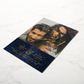 Goud Folie Galaxy Navy Save The Date QR Code Uitnodiging (Gedraaid)