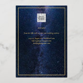 Goud Folie Galaxy Navy Save The Date QR Code Uitnodiging (Achterkant)