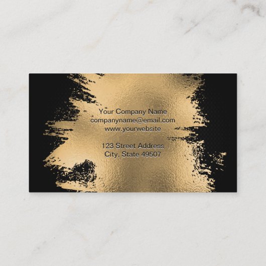 Goud Folie Geborsteld | Zwarte Mesh Achtergrond Visitekaartje (Achterkant)