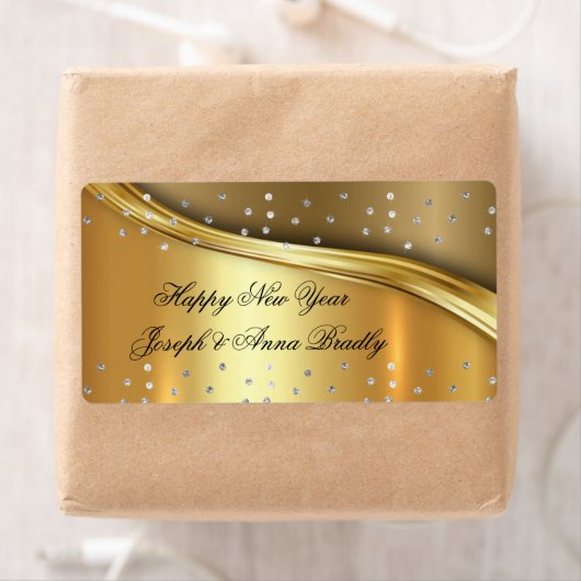 Goud Folie, Gelukkig Nieuwjaar Elegant Etiket (Insitu)
