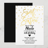 Goud Folie Glam Moderne Script Sweet 16 Zestien Kaart (Voorkant / Achterkant)