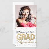 Goud Folie Glitter Confetti Afstudeerfeest Maatwer Aankondiging (Voorkant / Achterkant)