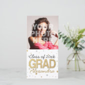 Goud Folie Glitter Confetti Afstudeerfeest Maatwer Aankondiging (Staand voorkant)