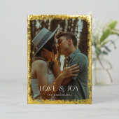 Goud Folie Glitterende Liefde & Vreugde Vakantie F Folie Feestdagenkaart (Staand Voorkant)