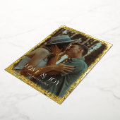 Goud Folie Glitterende Liefde & Vreugde Vakantie F Folie Feestdagenkaart (Gedraaid)