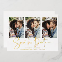 Goud Folie Handgeschreven Save the Date Meerdere F Uitnodiging