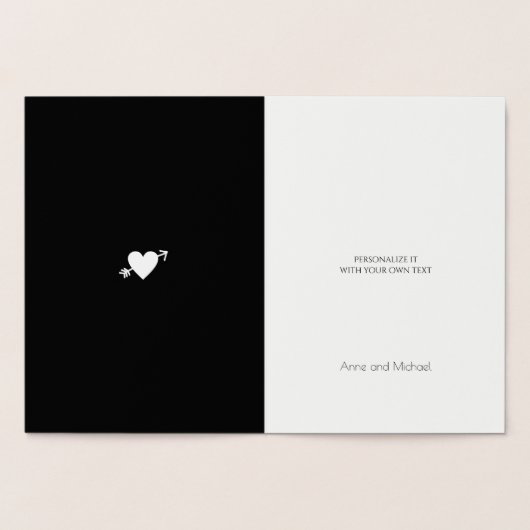 Goud-folie-hart met pijl monogram bruiloft folie kaarten (Binnen)