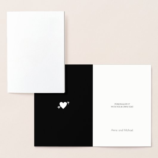 Goud-folie-hart met pijl monogram bruiloft folie kaarten (Display)